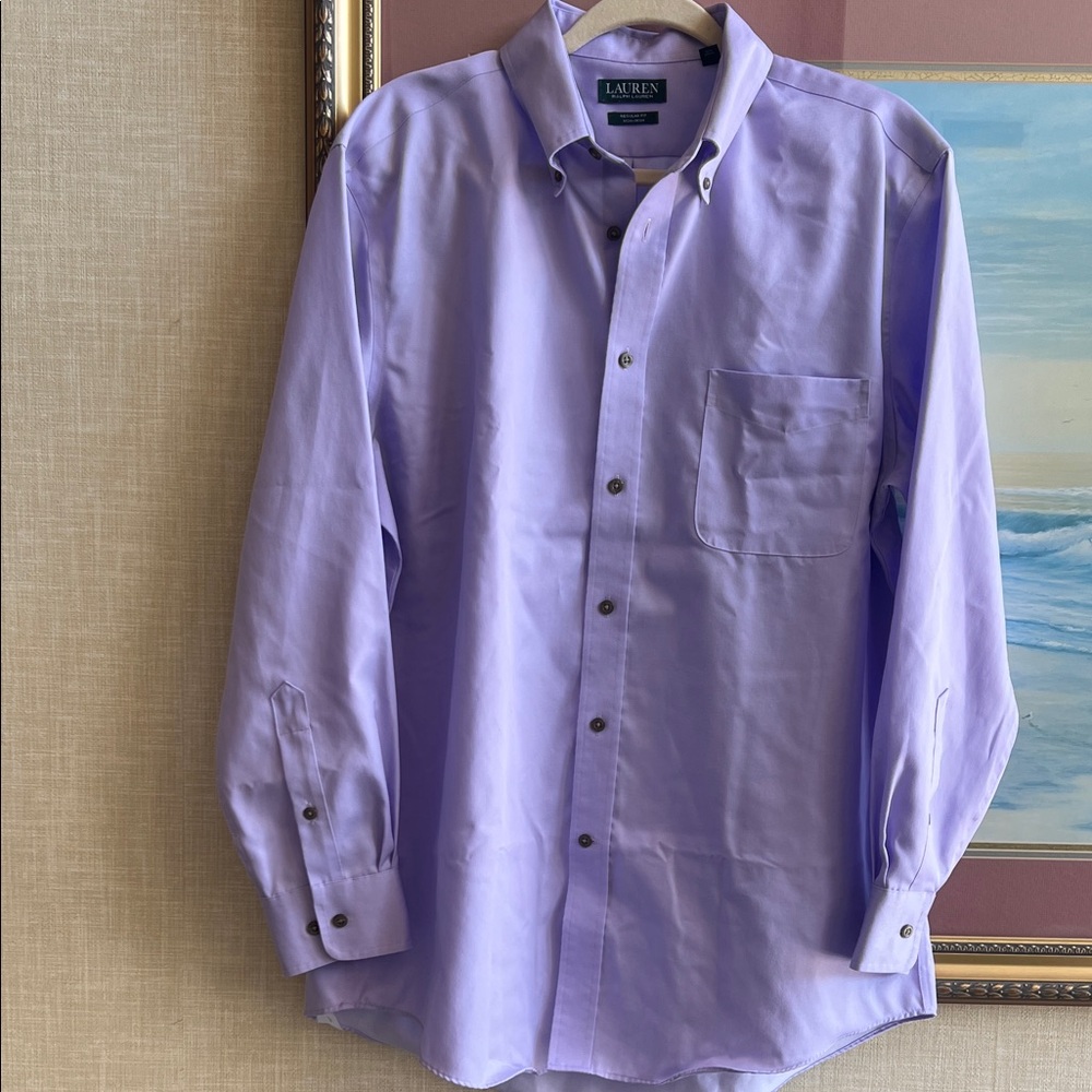 Lauren Ralph Lauren non-iron Purple Button-Down long sleeve dressShirt Larg